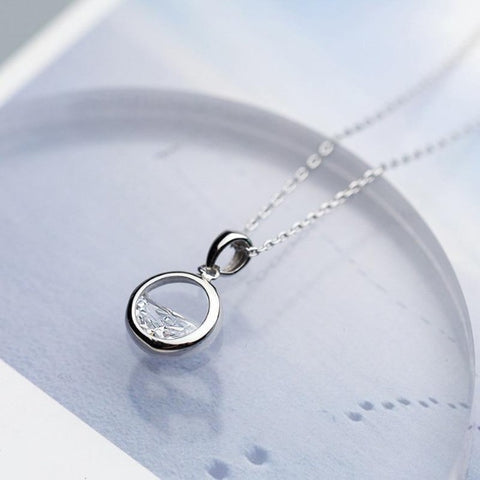 925 Sterling Silver Crystal Water Spring Pendant Necklace