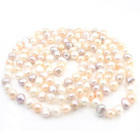 Freshwater Pearl Knot Strand Pendant Long Necklace