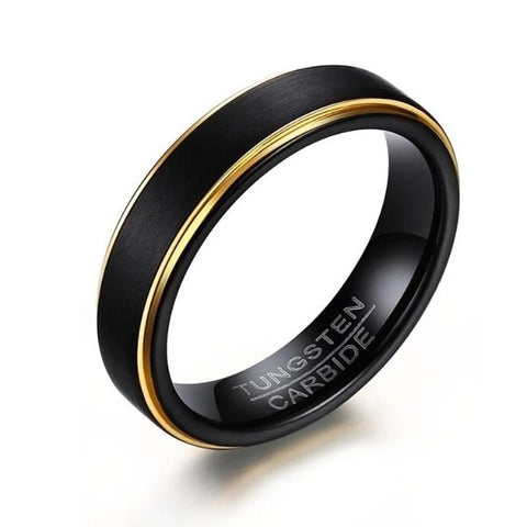 Tungsten Carbide Gold Edge ring - Unisex