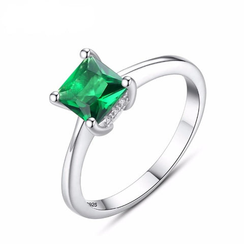 925 Sterling Silver Ring with Emerald Zircon Stone