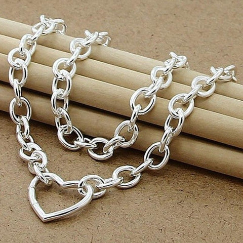 925 Silver Heart Clasp Necklace