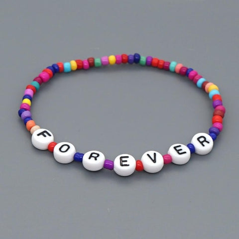 Multicolor Beads FOREVER Letters Bracelet