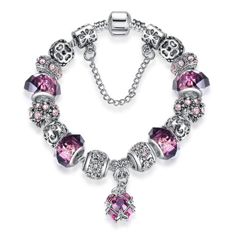 Murano Glass Crystal Beads Charm Bracelet - 5 Styles