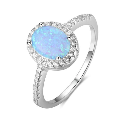 925 Sterling Silver Ring Blue Opal Stone